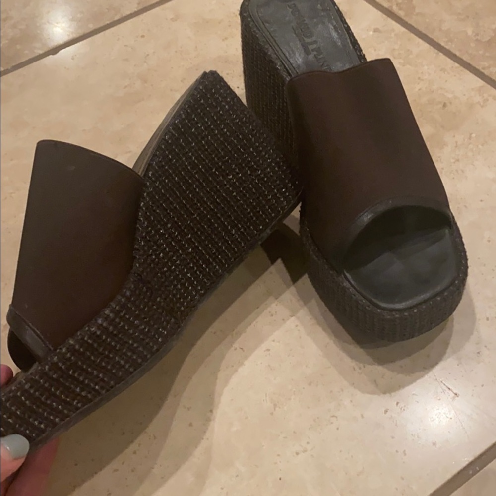 Donald J Pliner brown wedge